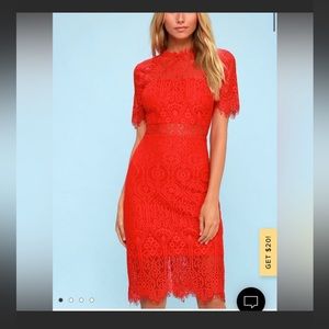 LULUs remarkable red lace dress